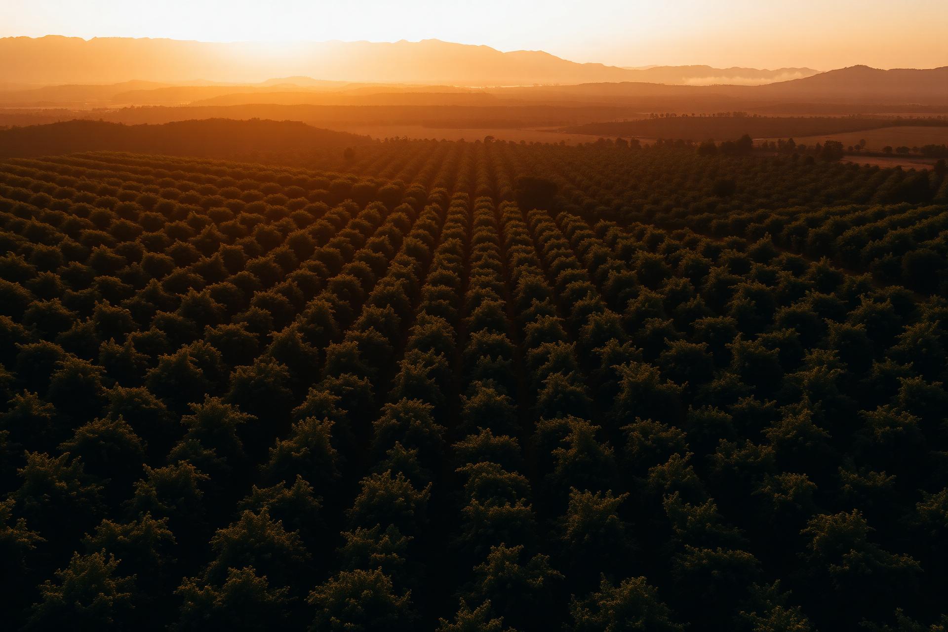 Tanzanian avocado plantation at golden hour